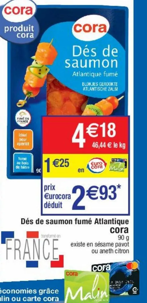 dés de saumon fumé atlantique cora