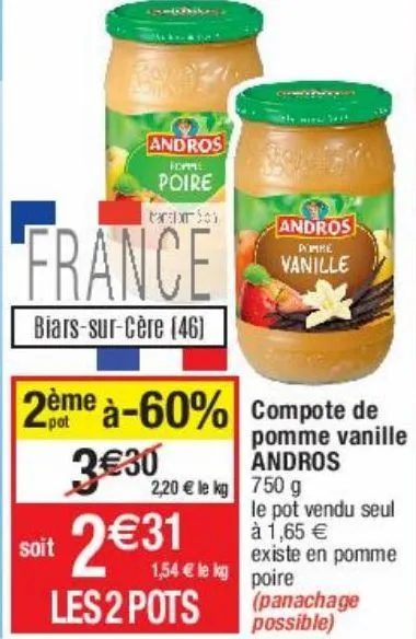 compote de pomme vanille andros