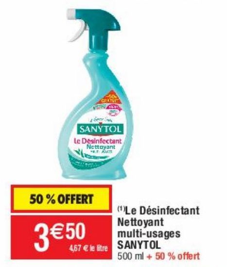 le désinfectant nettoyant multi-usages Sanytol