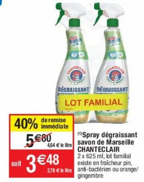 spray ddégraissant savon de marseille chanteclair