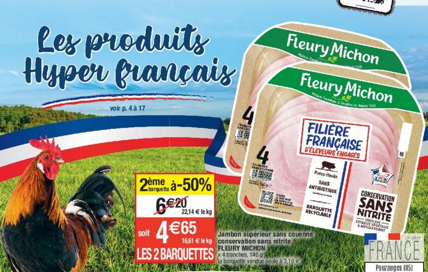 jambon supérieur sans couenne conservation sans nitrite Fleury Michon