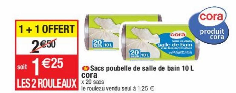 sacs poubelles de salle de bain 10L Cora