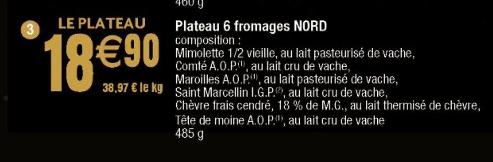 Plateau 6 fromages NORD
