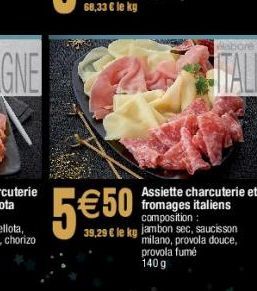 Assiette charcuterie et fromages italiens