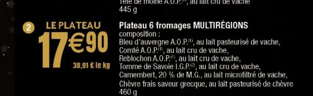 plateau 6 fromages multirégions