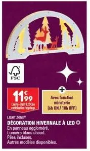 ✓  fsc  1199  l'  cantibi recyclage  light zone  décoration hivernale à led  en panneau aggloméré.  lumière blanc chaud.  piles incluses.  autres modèles disponibles.  avec fonction miraterie (6h on/ 