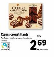 LOHOVA  COEURS  CROUSTILLANTS  AB GROSS  Cœurs croustillants  Gaufrettes fourées au cœur de noisette  TID  197  150g  69 