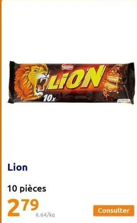 clion  10x  lion  10 pièces  27⁹  6.64/ka  