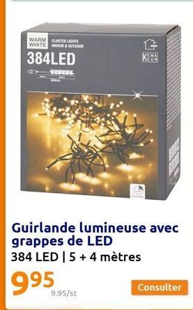 WARM CLUSTER LIGHTS WHITE OOR & OUTDOOR  384LED  BY TERESS  G  Guirlande lumineuse avec grappes de LED  384 LED | 5 + 4 mètres  995  9.95/st  Consulter 