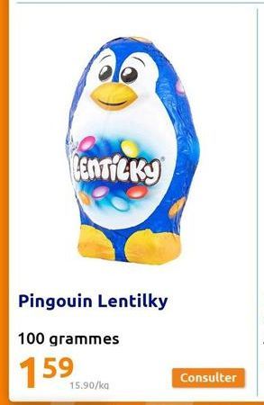 15.90/kg  CENTICKY  Pingouin Lentilky  100 grammes  159  Consulter 