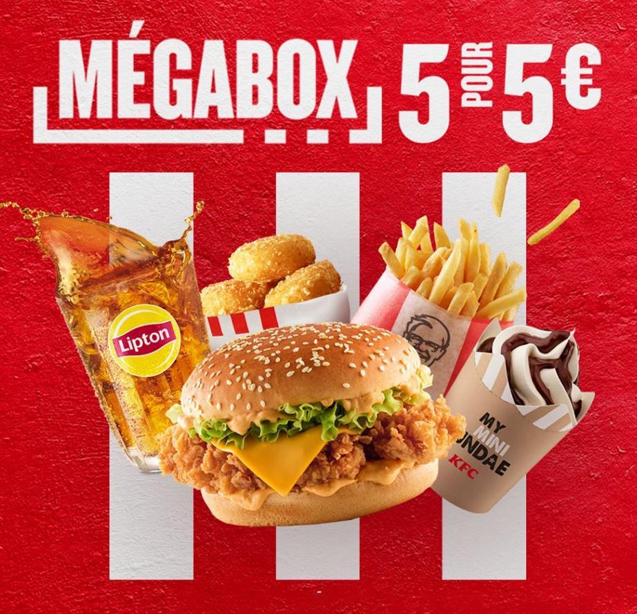 MÉGABOX, 55€  Lipton  G  MY UNDAE MINI  KFC  