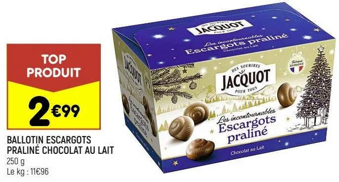 ballotin escargot praliné chocolat au lait jacquot