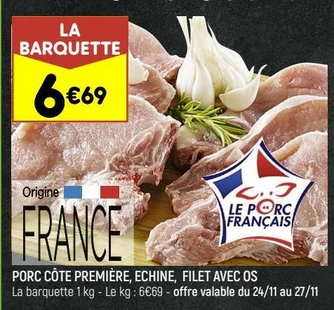 porc côte première, echine, filet avec os