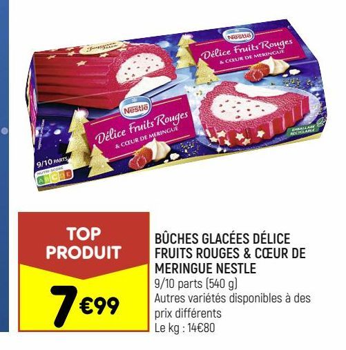 Bûches glacées délice fuits rouges & coeur de meringue Nestlé