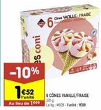 6 cônes à la vanille / fraise Leader Price offre à 1,52€ sur Leader Price
