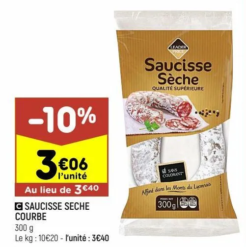 saucisse sèche courbe leader price