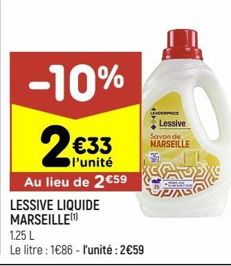 Lessive liquide Marselle Leader Price 