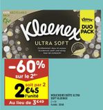 Mouchoirs boîte ultra soft Kleenex offre à 3,49€ sur Leader Price