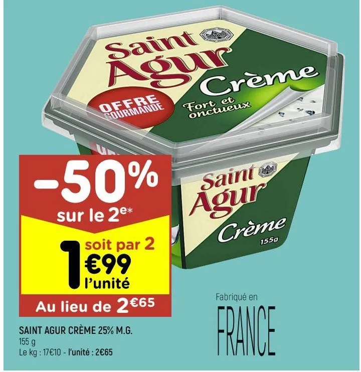 saint agur crème 25% m.g