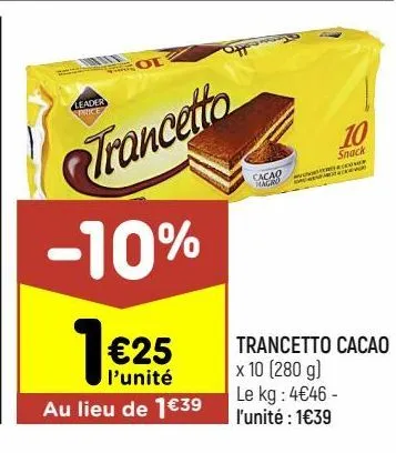 trancetto cacao leader price