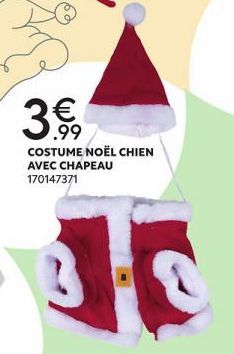 .99 COSTUME NOËL CHIEN AVEC CHAPEAU 170147371 