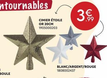 CIMIER ÉTOILE OR 20CM 1905000203  BLANC/ARGENT/ROUGE  1808002437  3.€9 