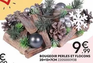 .99  bougeoir perles et flocons 20x13x7cm 2205000938 