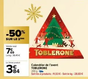 calendrier de l'avent toblerone