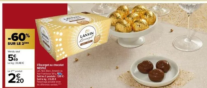 Promo Mini escargot au chocolat LANVIN chez Carrefour