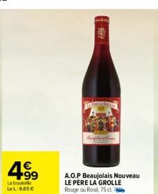 183  PREMGERA  A.O.P Beaujolais Nouveau LE PÈRE LA GROLLE Rouge ou Rosé, 75 cl 
