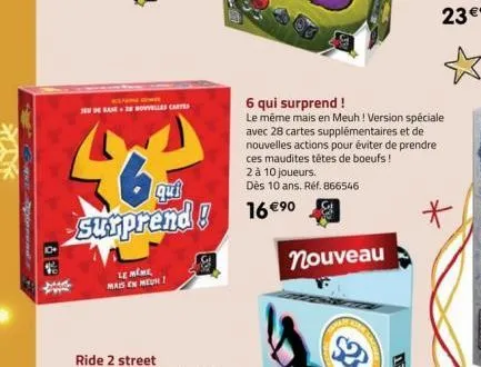 extr  a38 rovelles cart  qui  surprend!  le même mais en meun!  6 qui surprend !  le même mais en meuh! version spéciale avec 28 cartes supplémentaires et de nouvelles actions pour éviter de prendre c