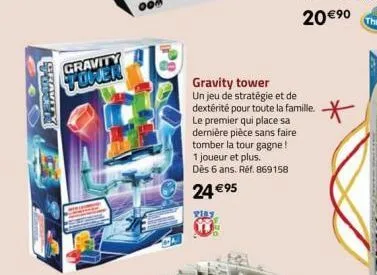 sprokay  gravity  toren  gravity tower  un jeu de stratégie et de dextérité pour toute la famille. le premier qui place sa dernière pièce sans faire tomber la tour gagne! 1 joueur et plus. dès 6 ans. 