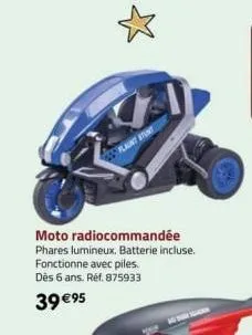 flaint stunt  moto radiocommandée  phares lumineux. batterie incluse.  fonctionne avec piles.  dès 6 ans. réf. 875933  39 €95 