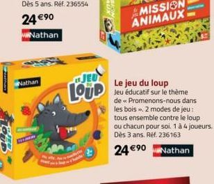 LOUD  Nathan  JEU  LOUD  MISSION ANIMAUX  Le jeu du loup  Jeu éducatif sur le thème de « Promenons-nous dans les bois »>. 2 modes de jeu : tous ensemble contre le loup  ou chacun pour soi. 1 à 4 joueu