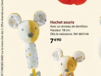 hochet souris  avec un anneau de dentition. hauteur 18 cm.  dès la naissance. réf. 865748  7 €⁹0 