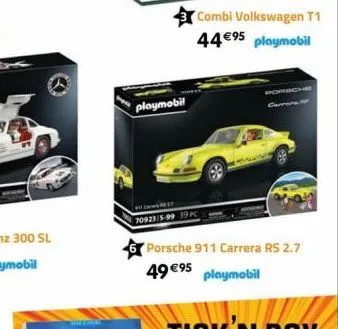 playmobil  70923/5-99 39 pc  combi volkswagen t1  44 €95 playmobil  porsche 911 carrera rs 2.7  49 €95 playmobil 