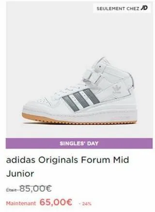 seulement chez jd  singles' day  adidas originals forum mid  junior  était-85,00€  maintenant 65,00€ -24% 