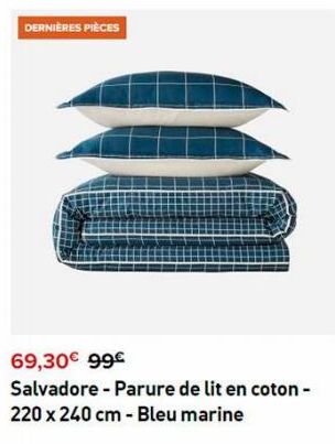 DERNIÈRES PIÈCES  69,30€ 99€  Salvadore - Parure de lit en coton - 220 x 240 cm - Bleu marine 