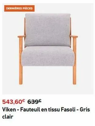 dernières pièces  543,60€ 639€  viken - fauteuil en tissu fasoli - gris clair 