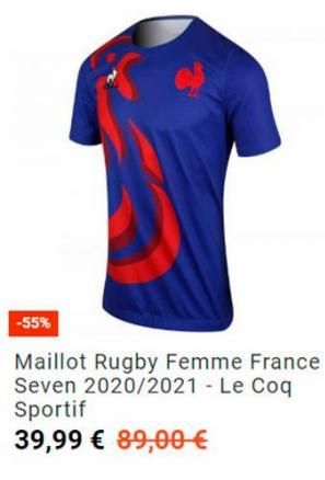 -55%  Maillot Rugby Femme France Seven 2020/2021 - Le Coq Sportif 39,99 € 89,00 €  