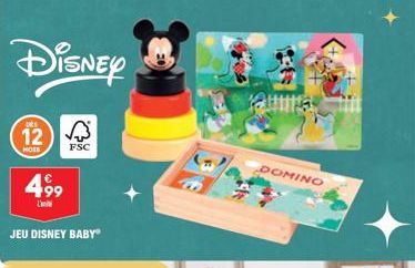 Disney  DES  12  HOSE  499  A  FSC  JEU DISNEY BABY  DOMINO 