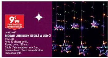 999  -  contribution cyclage  LIGHT ZONE*  RIDEAU LUMINEUX ÉTOILÉ À LED  115 LED.  Avec 10 chutes de fil. Rideau: env. 135 cm. 