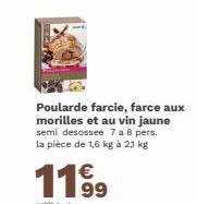 Poularde farcie, farce aux morilles et au vin jaune semi desossee 7 a 8 pers. la pièce de 1,6 kg à 2,1 kg 