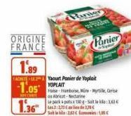 ORIGINE FRANCE  20  Panier  1.89  FACHETE A Yaourt Panier de Yoplait YOPLAIT  -1.05 bs-te, Cris  1.36  as Abricot Nectarine se pack & potsx 130 g-Sol Les 2:2,72 lis de 2, Soit le lille 2,531,06  