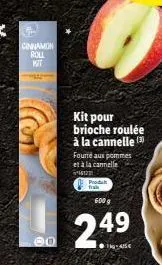 cinnamon boll kit  00  kit pour brioche roulée à la cannelle (3)  fouré aux pommes et à la cannelle  16121  prodak  frais  600 g  24⁹ 