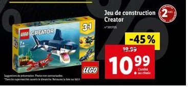 LEGO CREATOR  Juppianticni to prformation Phetoe fion cemestaalos  3-1  LEGO  Jeu de construction 2 Creator  n°3917/05  -45%  19.99  10.99  L'unité  au choix 