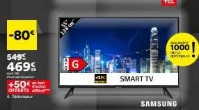 -80  549 469%  amede  departam  +50€  offerts 4. téléviseur  $20  ale  4k  smart tv  cecil  elevint  1000  samsung  proces por 