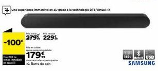 -100€  Do 30€  midd  Une expérience immersive en 3D grace à la technologie DTS Virtual: X  279% 229%  179%  10. Barra de son 