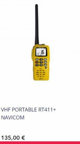 00011  135,00 €  000  000°  ill.  VHF PORTABLE RT411+ NAVICOM  