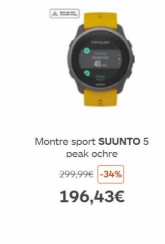 196,43€  Montre sport SUUNTO 5 peak ochre  299,99€ -34% 